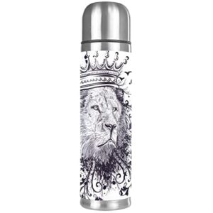 lion king stainless steel water bottle, leak-proof travel thermos mug, double walled vacuum insulated flask 17 oz