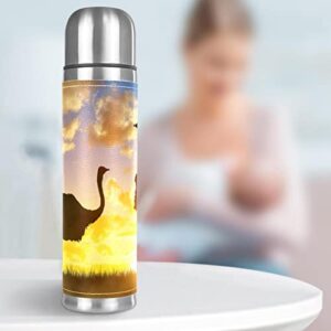 Ostrich African Sunset Vacuum Insulated Water Bottle Stainless Steel Thermos Flask Travel Mug Coffee Cup Double Walled 17 OZ
