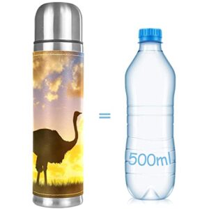 Ostrich African Sunset Vacuum Insulated Water Bottle Stainless Steel Thermos Flask Travel Mug Coffee Cup Double Walled 17 OZ