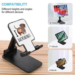 I Love Dachshund Cell Phone Stand Foldable Tablet Holder Adjustable Cradle Desktop Accessories for Desk