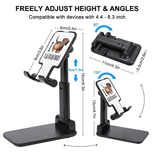 I Love Dachshund Cell Phone Stand Foldable Tablet Holder Adjustable Cradle Desktop Accessories for Desk