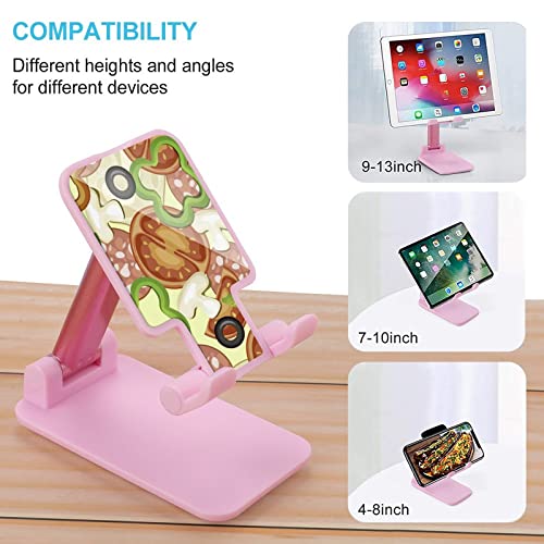 Vege Pizza Pattern Cell Phone Stand Foldable Tablet Holder Adjustable Cradle Desktop Accessories for Desk