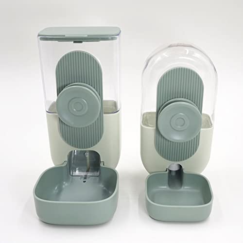 Hanging Cage Automatic Water Dispenser Small Pets Feeder Drinking Set, Feeder and Water Dispenser for Small Dogs Cats Rabbit Pets Small Animals (Green)