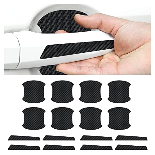 Reswish 16 Pieces Car Door Handle Scratch Protector,arbon Fiber Car Door Handle Paint Scratch Protector Sticker,Scratches Protective Films Side Sticker Scratches Car Door Protector (Carbon Fiber)