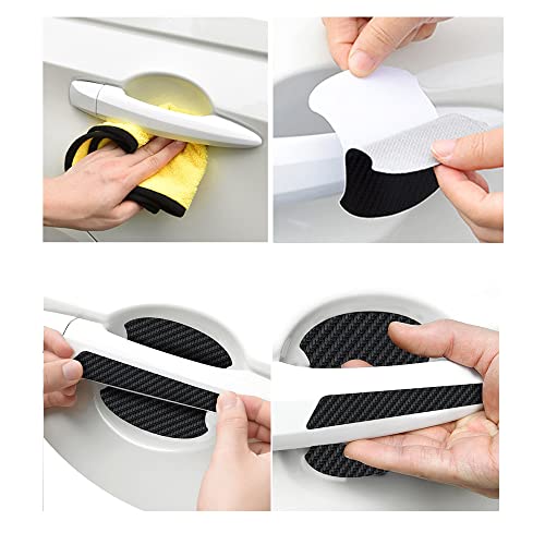 Reswish 16 Pieces Car Door Handle Scratch Protector,arbon Fiber Car Door Handle Paint Scratch Protector Sticker,Scratches Protective Films Side Sticker Scratches Car Door Protector (Carbon Fiber)