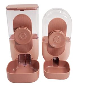 hanging cage automatic water dispenser small pets feeder drinking set, feeder and water dispenser for small dogs cats rabbit pets small animals (pink)
