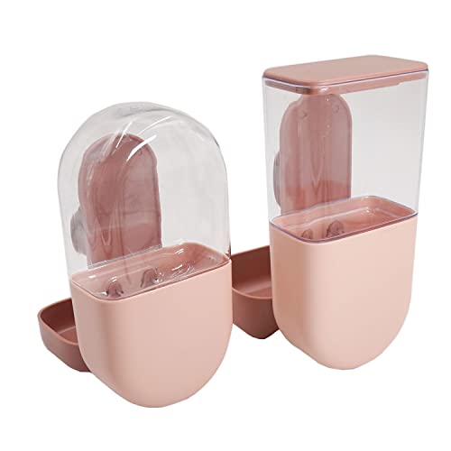 Hanging Cage Automatic Water Dispenser Small Pets Feeder Drinking Set, Feeder and Water Dispenser for Small Dogs Cats Rabbit Pets Small Animals (Pink)