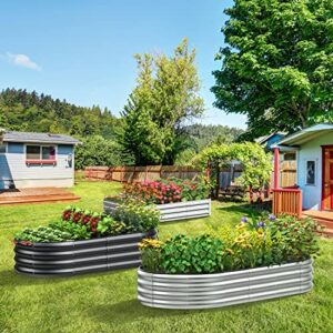 Kesfitt Raised Garden Bed Kit,Outdoor Galvanized Planter Large Metal Raised Boxes with Safety Edging and Gloves for Gardening Vegetables,Fruits,Flower(4x2x1FT)