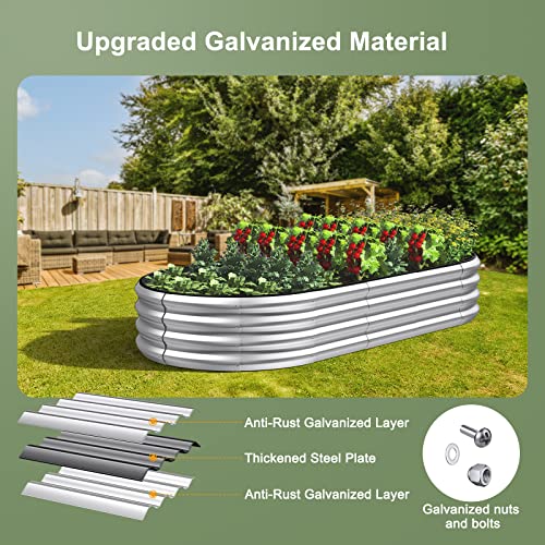 Kesfitt Raised Garden Bed Kit,Outdoor Galvanized Planter Large Metal Raised Boxes with Safety Edging and Gloves for Gardening Vegetables,Fruits,Flower(4x2x1FT)