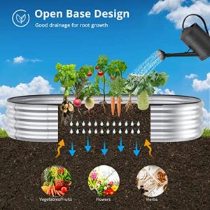 Kesfitt Raised Garden Bed Kit,Outdoor Galvanized Planter Large Metal Raised Boxes with Safety Edging and Gloves for Gardening Vegetables,Fruits,Flower(4x2x1FT)