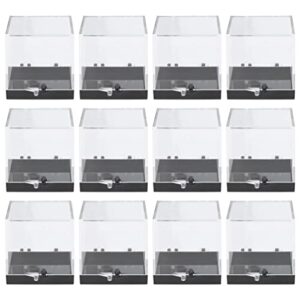 cabilock clear specimen display cases 12pcs plastic mineral specimen storage cases square sample displaying boxes jewelry organizer tray