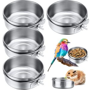4 packs stainless steel bird feeding dish cups 30 oz bird feeder parrot water food bowl stainless steel pet bowls with clamp bird cage accessories for bird cockatiel budgies parakeet small animals