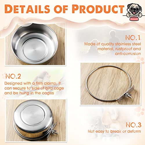 4 Packs Stainless Steel Bird Feeding Dish Cups 30 oz Bird Feeder Parrot Water Food Bowl Stainless Steel Pet Bowls with Clamp Bird Cage Accessories for Bird Cockatiel Budgies Parakeet Small Animals