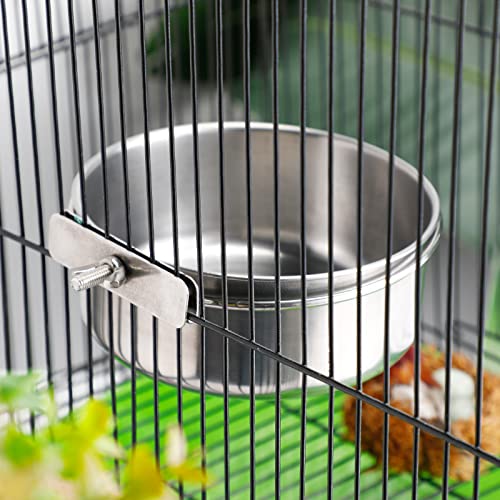 4 Packs Stainless Steel Bird Feeding Dish Cups 30 oz Bird Feeder Parrot Water Food Bowl Stainless Steel Pet Bowls with Clamp Bird Cage Accessories for Bird Cockatiel Budgies Parakeet Small Animals