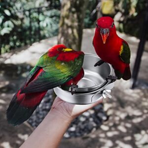 4 Packs Stainless Steel Bird Feeding Dish Cups 30 oz Bird Feeder Parrot Water Food Bowl Stainless Steel Pet Bowls with Clamp Bird Cage Accessories for Bird Cockatiel Budgies Parakeet Small Animals