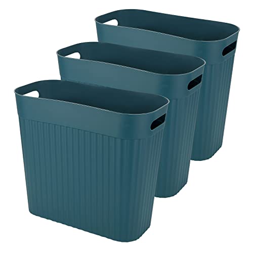YAYODS 3 Pack Small Trash Can Slim Waste Basket for Bathroom with Handles, 3 Gallon Office Trash Can, Plastic Garbage Can Trash Bin for Bathrooom, Bedroom, Office, Kitchen, Laundry Room, White