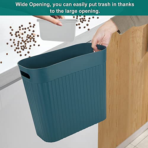 YAYODS 3 Pack Small Trash Can Slim Waste Basket for Bathroom with Handles, 3 Gallon Office Trash Can, Plastic Garbage Can Trash Bin for Bathrooom, Bedroom, Office, Kitchen, Laundry Room, White