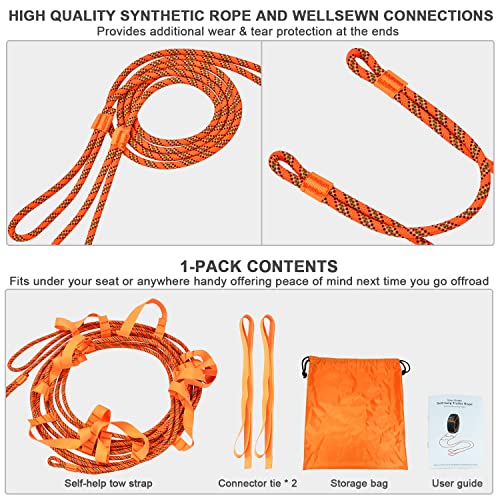 UCHENTON Tow Rope to Replace Towing Winch, A Self-Help Tow Strap, 8800lb 18ft Vehicles Recovery Rope, Emergency Recovery Gear for Offroad, Off Road Recovery Kit for Car Jeep ATV SUV, 1-Pack