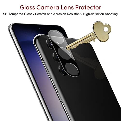 Esanik [2+2 Pack Privacy Screen Protector for Samsung Galaxy S23 5G 6.1-inch Anti Spy PET Film with Easy Installation Frame + Tempered Glass Camera Lens Protector Fingerprint ID Compatible