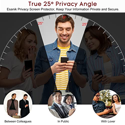 Esanik [2+2 Pack Privacy Screen Protector for Samsung Galaxy S23 5G 6.1-inch Anti Spy PET Film with Easy Installation Frame + Tempered Glass Camera Lens Protector Fingerprint ID Compatible