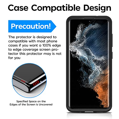 Mowei [3+2 Pack] for Galaxy S23 Ultra Screen Protector [Fully Support Fingerprint & S Pen] 3X 3D Curved Tempered Glass and 2X Camera Lens Protector for Samsung S23 Ultra 5G