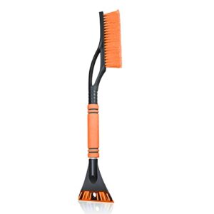 snow brush and detachable ice scraper, ice scraper and extendable snow brush with ergonomic foam grip, car exterior accessories fit for cars, trucks, suvs, ice scrapers for car windshield (orange)