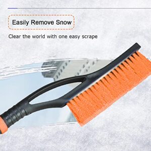 Snow Brush and Detachable Ice Scraper, Ice Scraper and Extendable Snow Brush with Ergonomic Foam Grip, Car Exterior Accessories Fit for Cars, Trucks, SUVs, Ice Scrapers for Car Windshield (Orange)