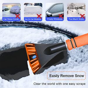 Snow Brush and Detachable Ice Scraper, Ice Scraper and Extendable Snow Brush with Ergonomic Foam Grip, Car Exterior Accessories Fit for Cars, Trucks, SUVs, Ice Scrapers for Car Windshield (Orange)