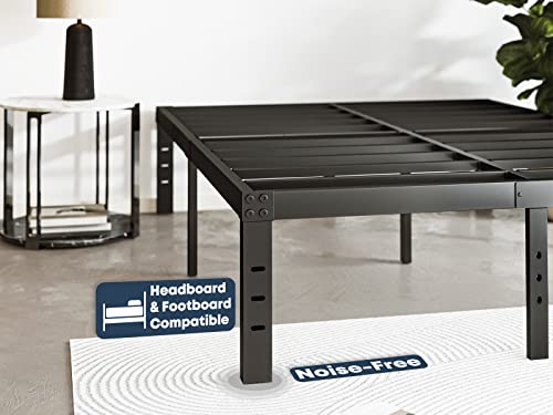 FSCHOS 12 Inch Metal Platform King Size No Box Spring Needed, Heavy Duty Bed Frame Easy Assembly, Noise Free, Black