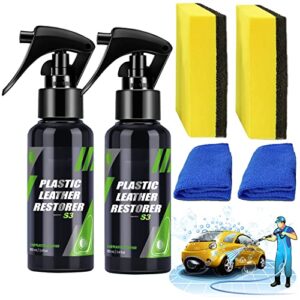 shinex leather & plastic restorer, shinex plastic leather restorer spray, shinex s3 leather and plastic restorer, plastic restorer for cars,car exterior refurbishment cleaning agent (2pcs,100ml)