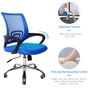 YSSOA Task Mesh Computer Wheels and Arms and Lumbar Support Study Chair for Students Teens Men Women for Dorm Home Office, Adjustable Height, Blue