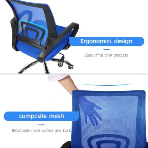 YSSOA Task Mesh Computer Wheels and Arms and Lumbar Support Study Chair for Students Teens Men Women for Dorm Home Office, Adjustable Height, Blue