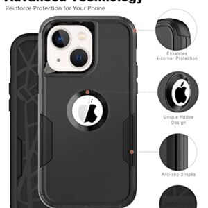 RonShieh Defender Case for iPhone 14 with Holster Belt Clip: [2pcs Screen Protectors + Camera Lens Protector] Heavy Duty Protective Shockproof Rugged Hard Phone Cover for Men, Black