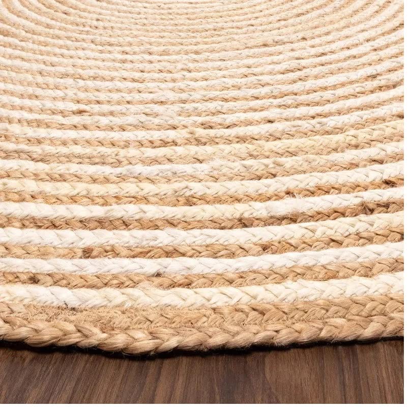 Natural Handwoven Jute Round Rug Décor Area Rug Bohemian Rug Rustic Hipster Jute Rug Hemp Rug by Rugs hut (Beige, 7 x 7 Feet)