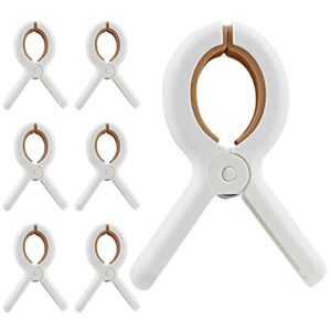 unlorspy 6pcs plastic beach towel clips heavy duty laundry clothespins quilt drying clip windproof clamps clothes pegs with springs, no trace design for clothes & towels (khaki)