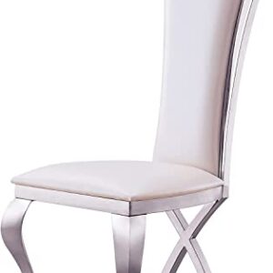 HomVent White Dining Chairs Set of 2 Leatherette Dining Room Chairs with High Back White Silver Dinner Chair Modern Kitchen Chair for Dining Table Kitchen Chairs with Chrome Legs Dining Table Chairs