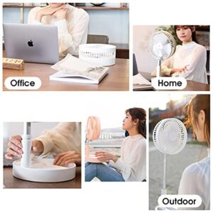 Portable Standing Fan with Remote Control, 8" Foldable Desk Fan, 7200mah Quiet Fan Table Fan, USB Floor Fan, 4 Speed Settings Telescopic Pedestal Fans for Personal Bedroom Office Fishing Camping