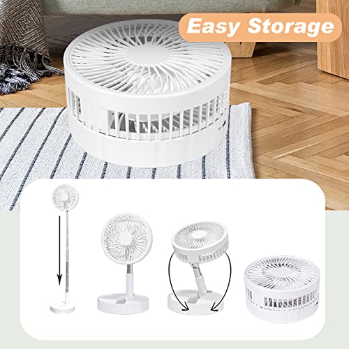 Portable Standing Fan with Remote Control, 8" Foldable Desk Fan, 7200mah Quiet Fan Table Fan, USB Floor Fan, 4 Speed Settings Telescopic Pedestal Fans for Personal Bedroom Office Fishing Camping