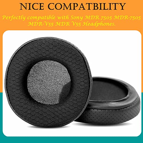 TaiZiChangQin Upgrade Ear Pads Ear Cushions Replacement Compatible with Sony MDR 7505 MDR-7505 MDR-V55 MDR V55 Headphone (Fabric Earpads Black)