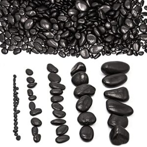 5 Pounds River Rocks Polished Pebbles Natural Stones, As Aquarium Rocks Fish Tank Gravel, Decorative Rocks for Aquariums,Plants,Planters,Landscaping - Black