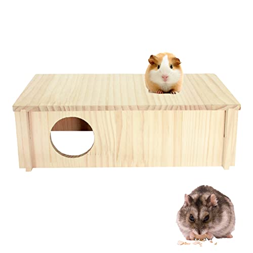 WEWAYKGJ Hamster Wood House Hideout 2-Chamber Hamster Wooden House Multi-Chamber Hamster Habitats Decor for Dwarf Chinchilla Mice Gerbils Gerbils Mouse and Other Small Rodents  