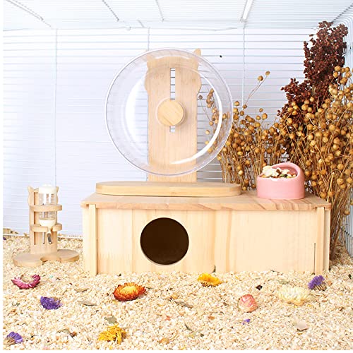 WEWAYKGJ Hamster Wood House Hideout 2-Chamber Hamster Wooden House Multi-Chamber Hamster Habitats Decor for Dwarf Chinchilla Mice Gerbils Gerbils Mouse and Other Small Rodents  