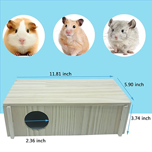 WEWAYKGJ Hamster Wood House Hideout 2-Chamber Hamster Wooden House Multi-Chamber Hamster Habitats Decor for Dwarf Chinchilla Mice Gerbils Gerbils Mouse and Other Small Rodents  