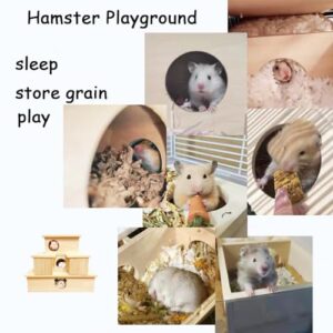 WEWAYKGJ Hamster Wood House Hideout 2-Chamber Hamster Wooden House Multi-Chamber Hamster Habitats Decor for Dwarf Chinchilla Mice Gerbils Gerbils Mouse and Other Small Rodents  