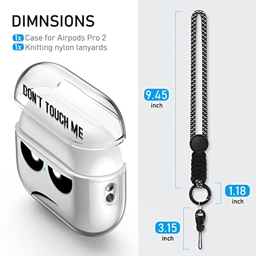 Youtec for Airpods Pro 2nd Generation Case 2022,Clear Don't Touch Me for Airpods Pro 2 Cover with Keychain/Lanyard Soft Cute Shockproof Cover for Women Men Compatible Apple AirPod Pro 2,Clear