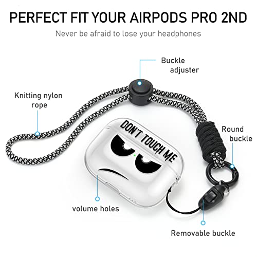 Youtec for Airpods Pro 2nd Generation Case 2022,Clear Don't Touch Me for Airpods Pro 2 Cover with Keychain/Lanyard Soft Cute Shockproof Cover for Women Men Compatible Apple AirPod Pro 2,Clear