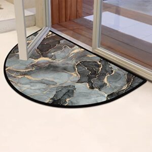 Marble Half Round Door Floor Mat Non-Slip Half Circle Area Rug Durable Washable Mat for Living Room Bedroom Indoor Outdoor Entry for High Traffic Areas