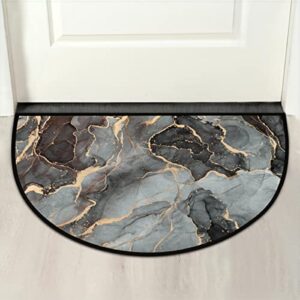 Marble Half Round Door Floor Mat Non-Slip Half Circle Area Rug Durable Washable Mat for Living Room Bedroom Indoor Outdoor Entry for High Traffic Areas