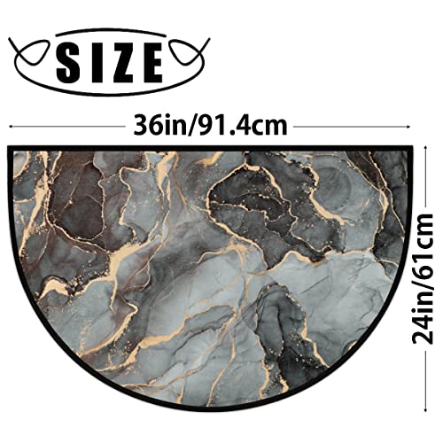 Marble Half Round Door Floor Mat Non-Slip Half Circle Area Rug Durable Washable Mat for Living Room Bedroom Indoor Outdoor Entry for High Traffic Areas