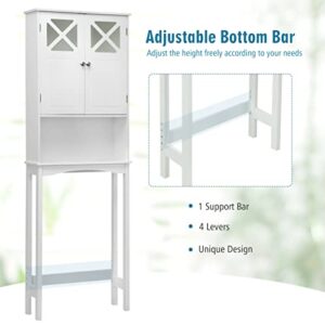 TUOCHUFUN Over The Toilet Bathroom Storage Cabinet - with 4 Open Compartments, Adjustable Shelves (White)